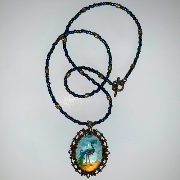 Evil Eye Peacock Pendant Necklace - Picture 2 of 6